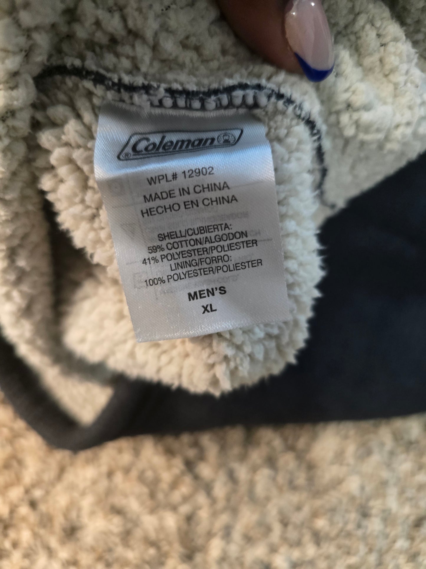 Coleman Men’s XL Sherpa-Lined Henley Pullover – Charcoal Gray