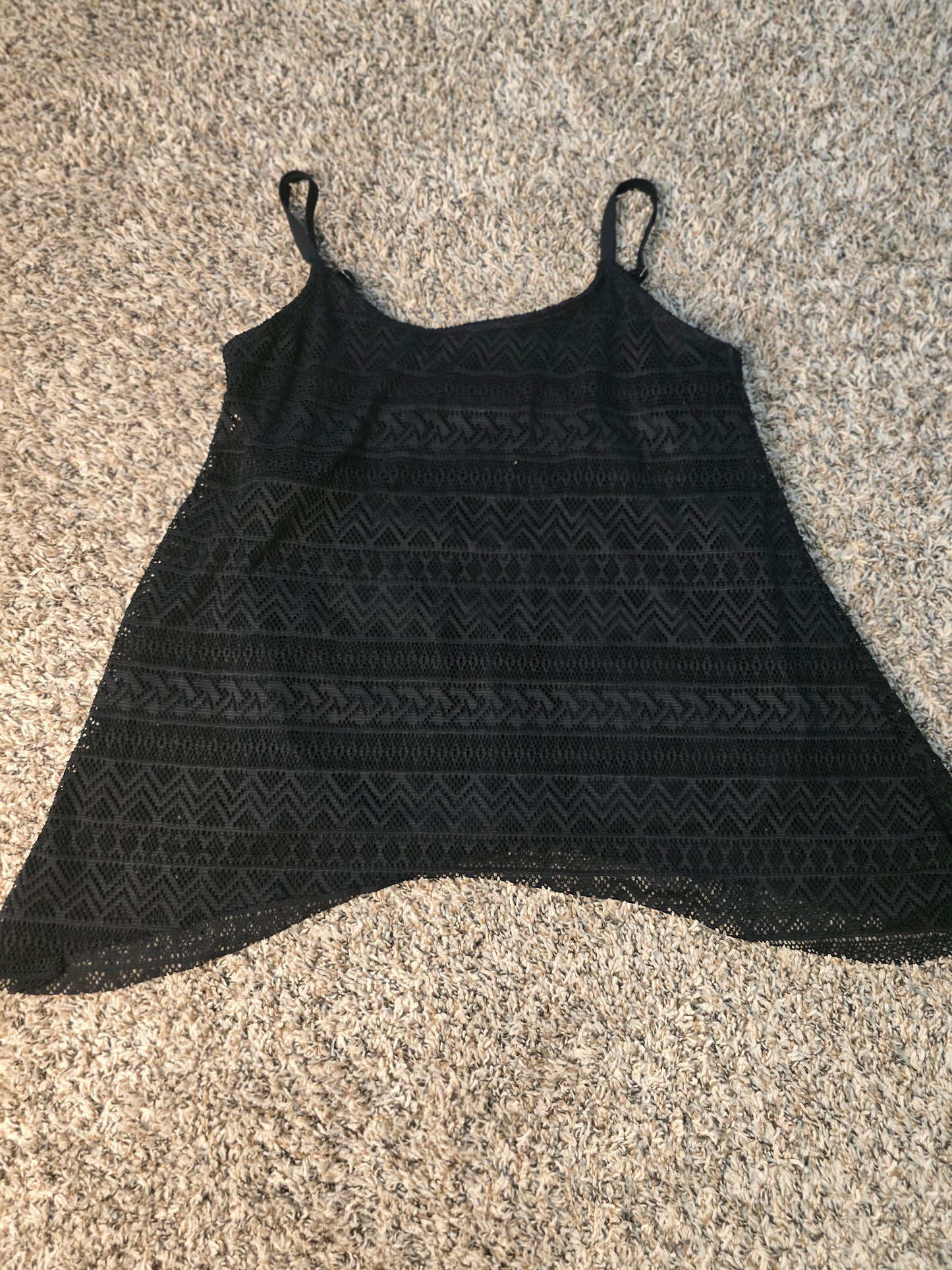Black knitted Lace Sleeveless Beach Cover-Up Top