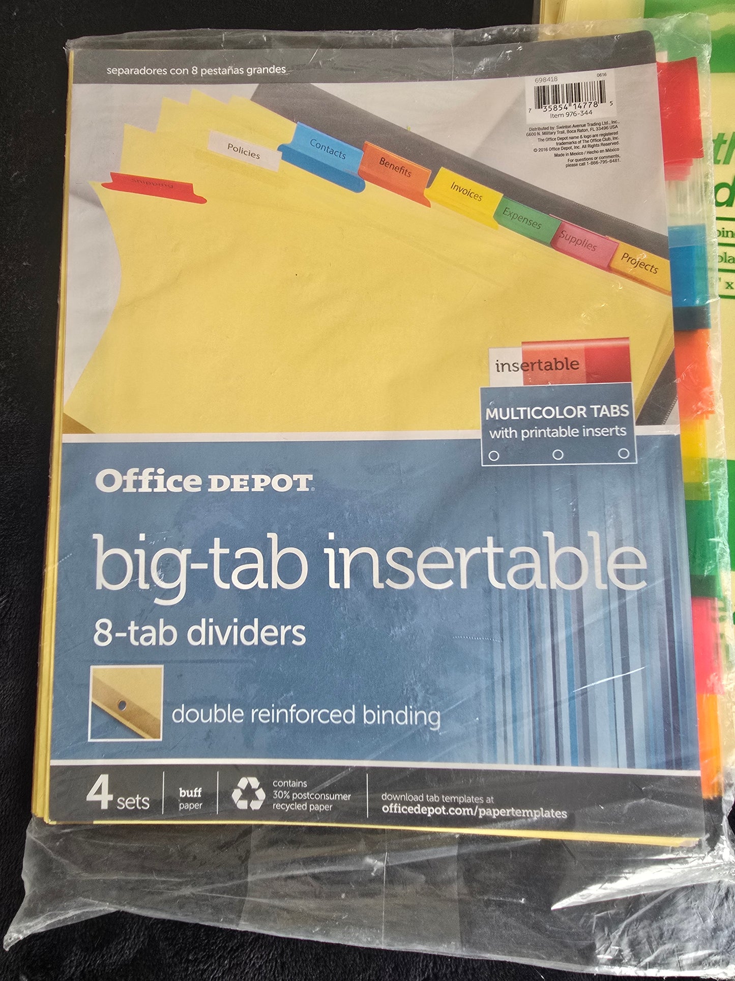 Binder Divider Lot – Office Depot 8-Tab Insertable & Office Essentials Monthly Dividers