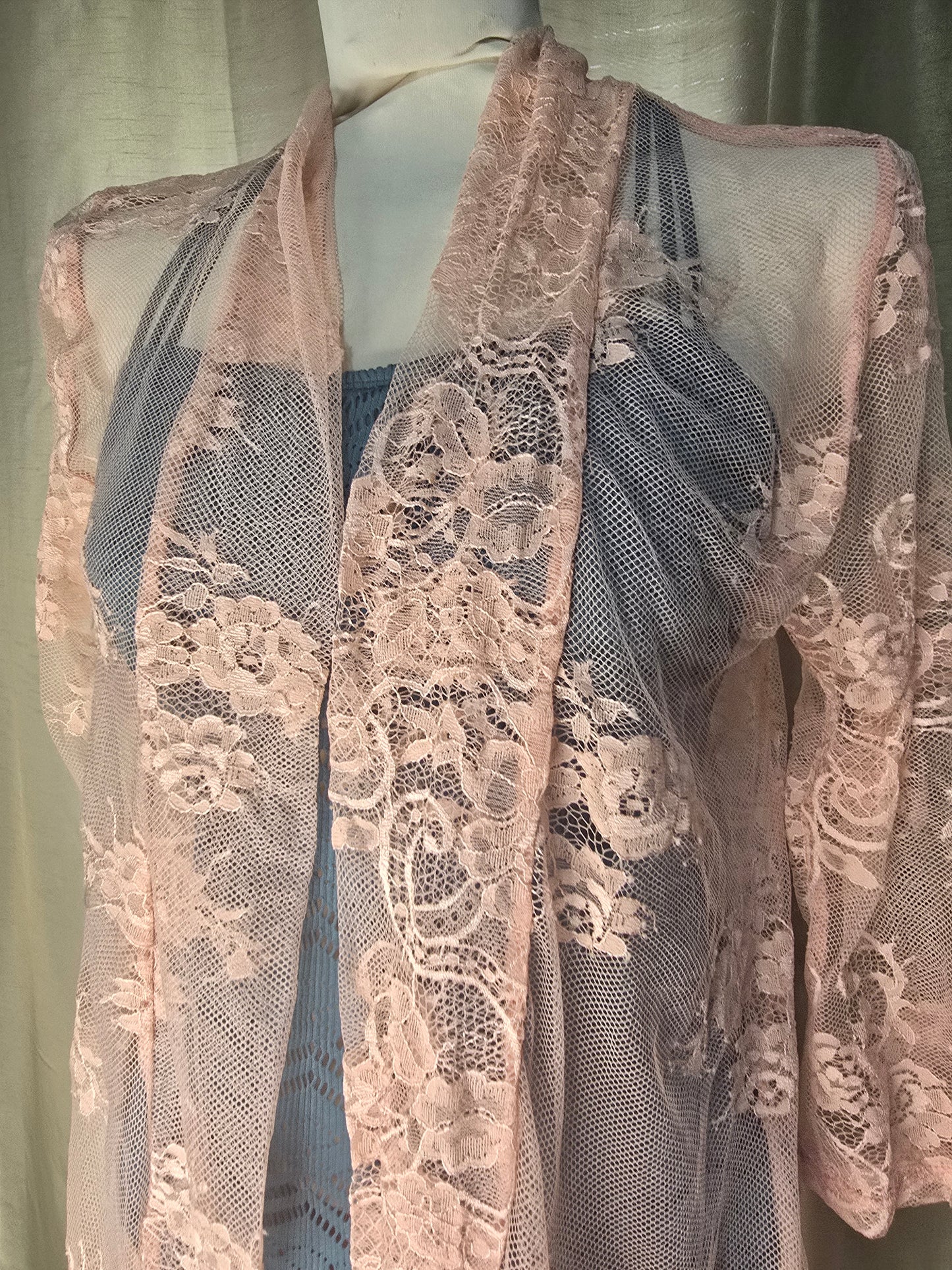 Eve & Maddie Pink Floral Lace Kimono Cover-Up – Size Large