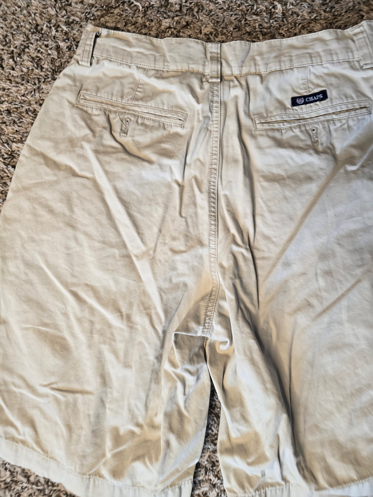 CHAPS Men's Khaki Beige Cotton Chino Shorts Size 30 Casual Flat Front