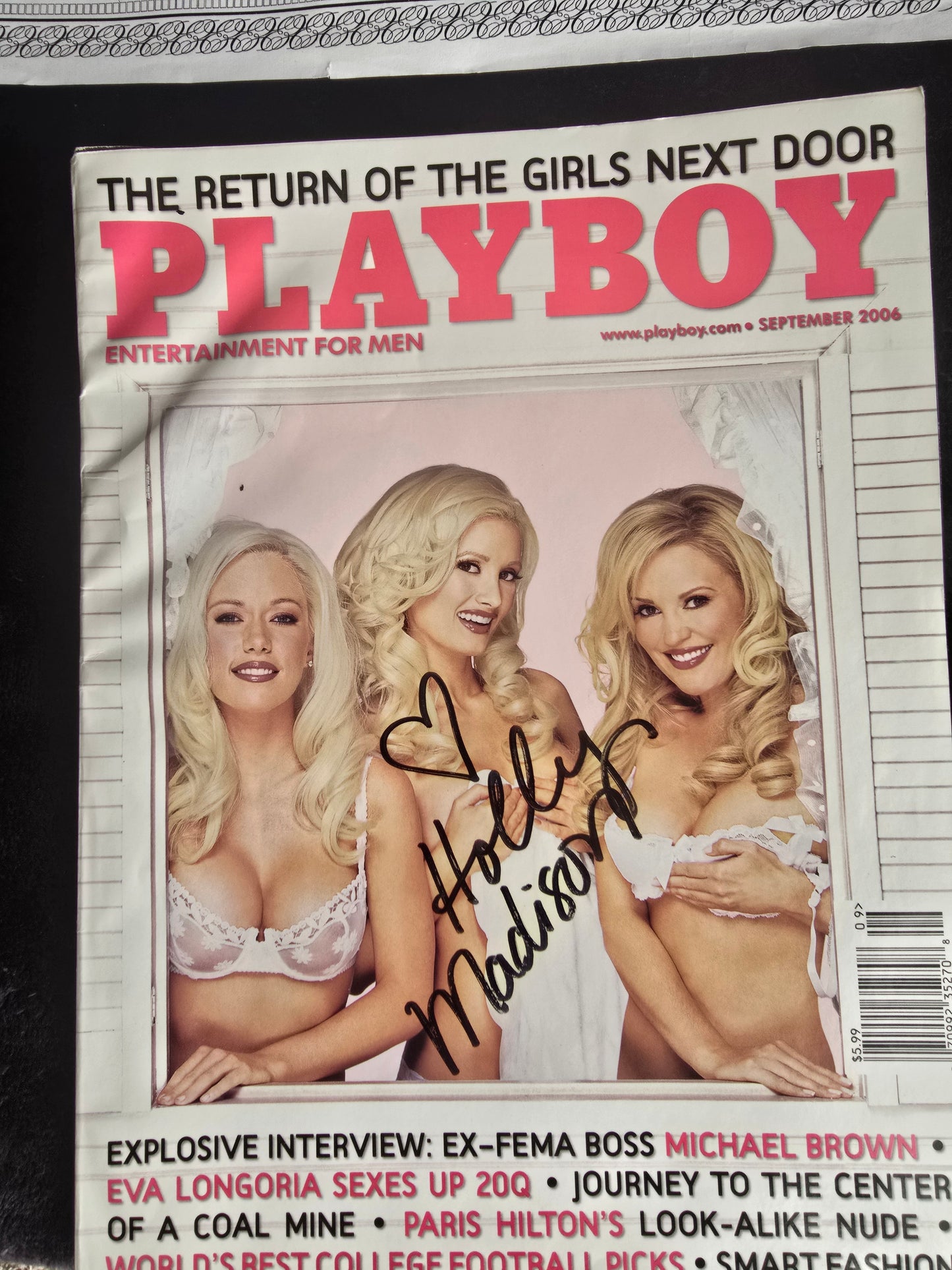 Holly Madison Autographed Playboy Magazine – September 2006 – The Girls Next Door – COA