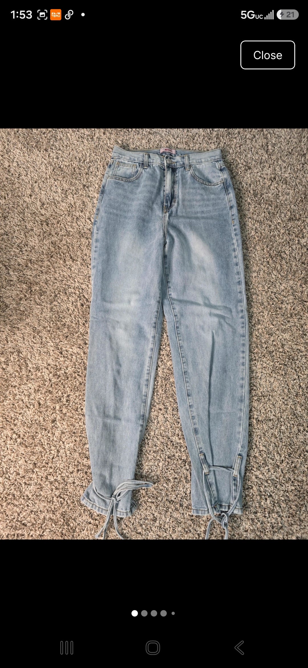 Misspap Light Wash High-Waisted Tie-Ankle Jeans – Size 36/S