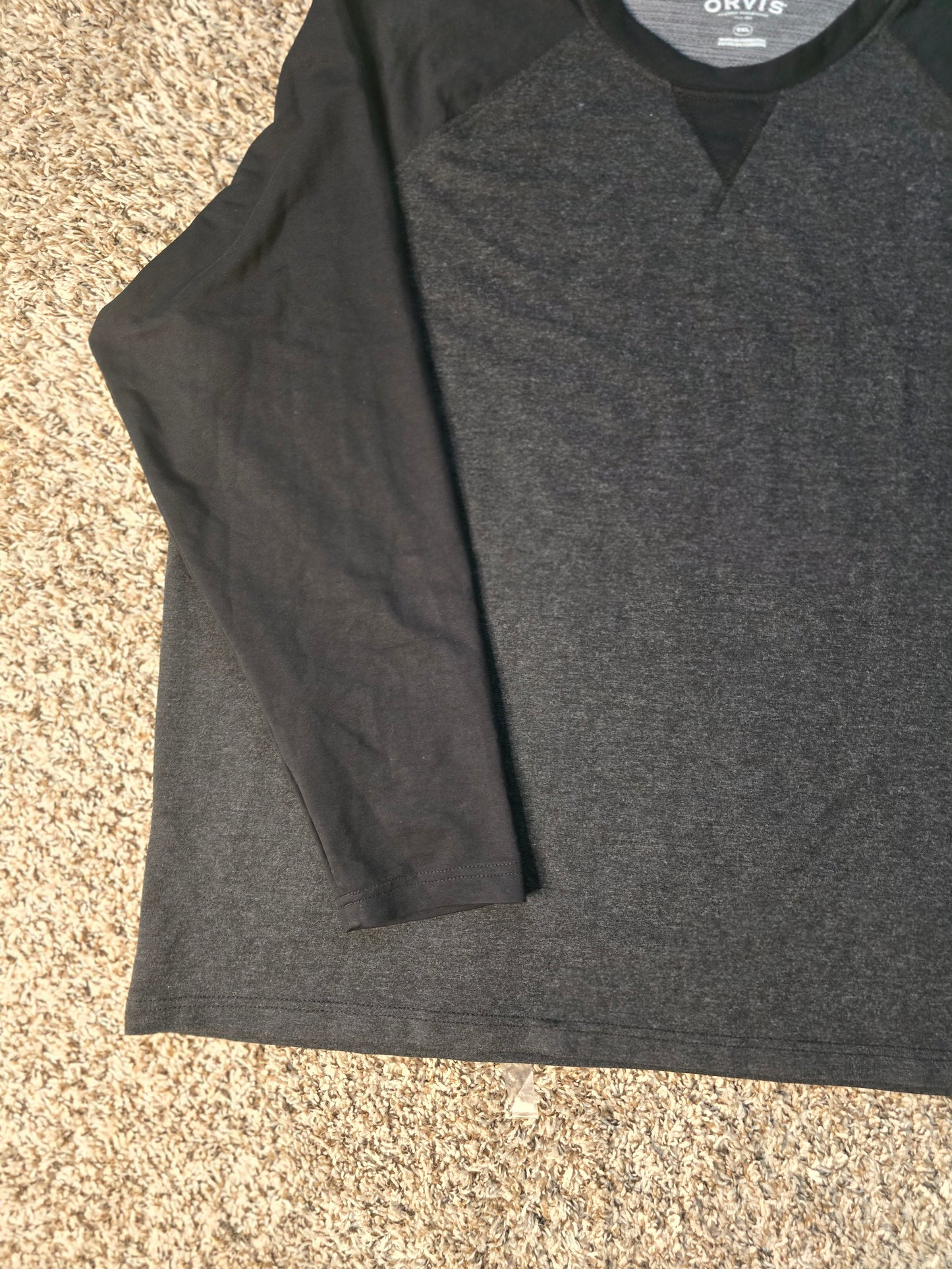 Orvis Men’s Long Sleeve Raglan Shirt – Black & Charcoal Gray – XXL