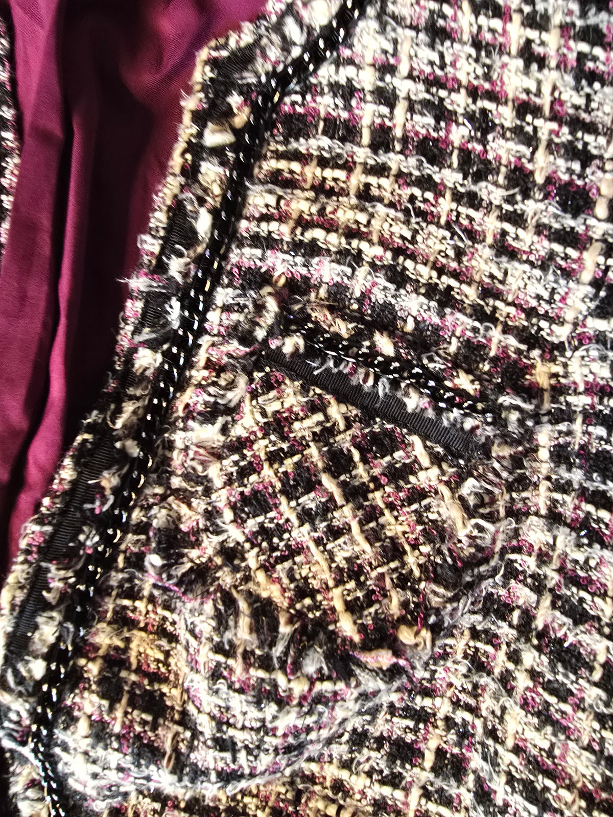 White House Black Market WHBM Tweed Bouclé Jacket Women's Size 0 Pink Black