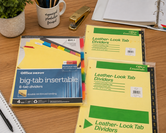 Binder Divider Lot – Office Depot 8-Tab Insertable & Office Essentials Monthly Dividers