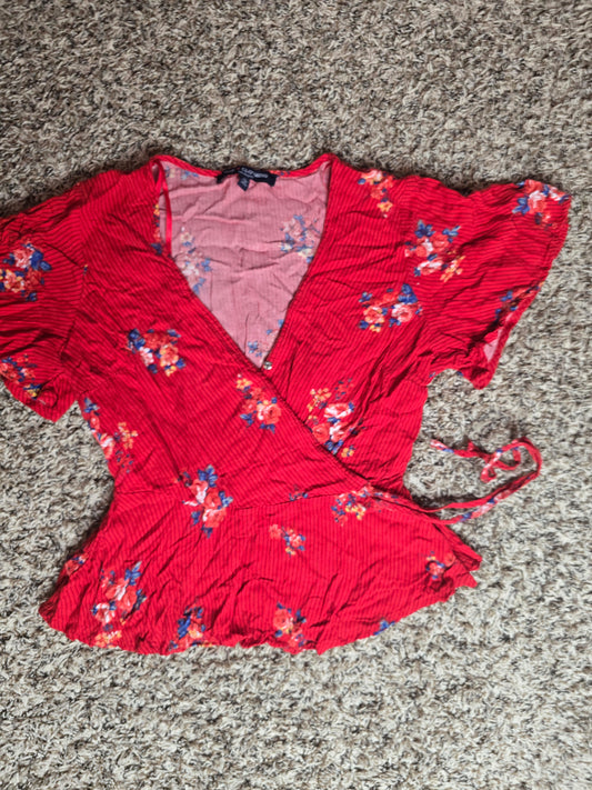 One Clothing Los Angeles Women's Floral Wrap Peplum Top