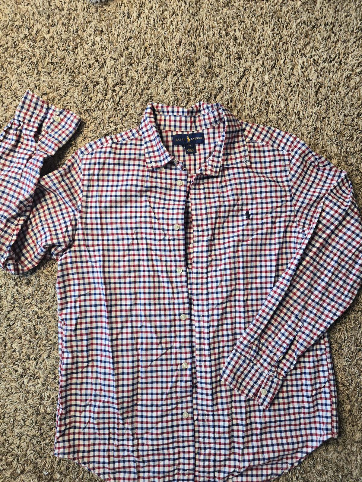 Ralph Lauren Women's Plaid Button-Down Shirt Size 20 – Red, Navy & White