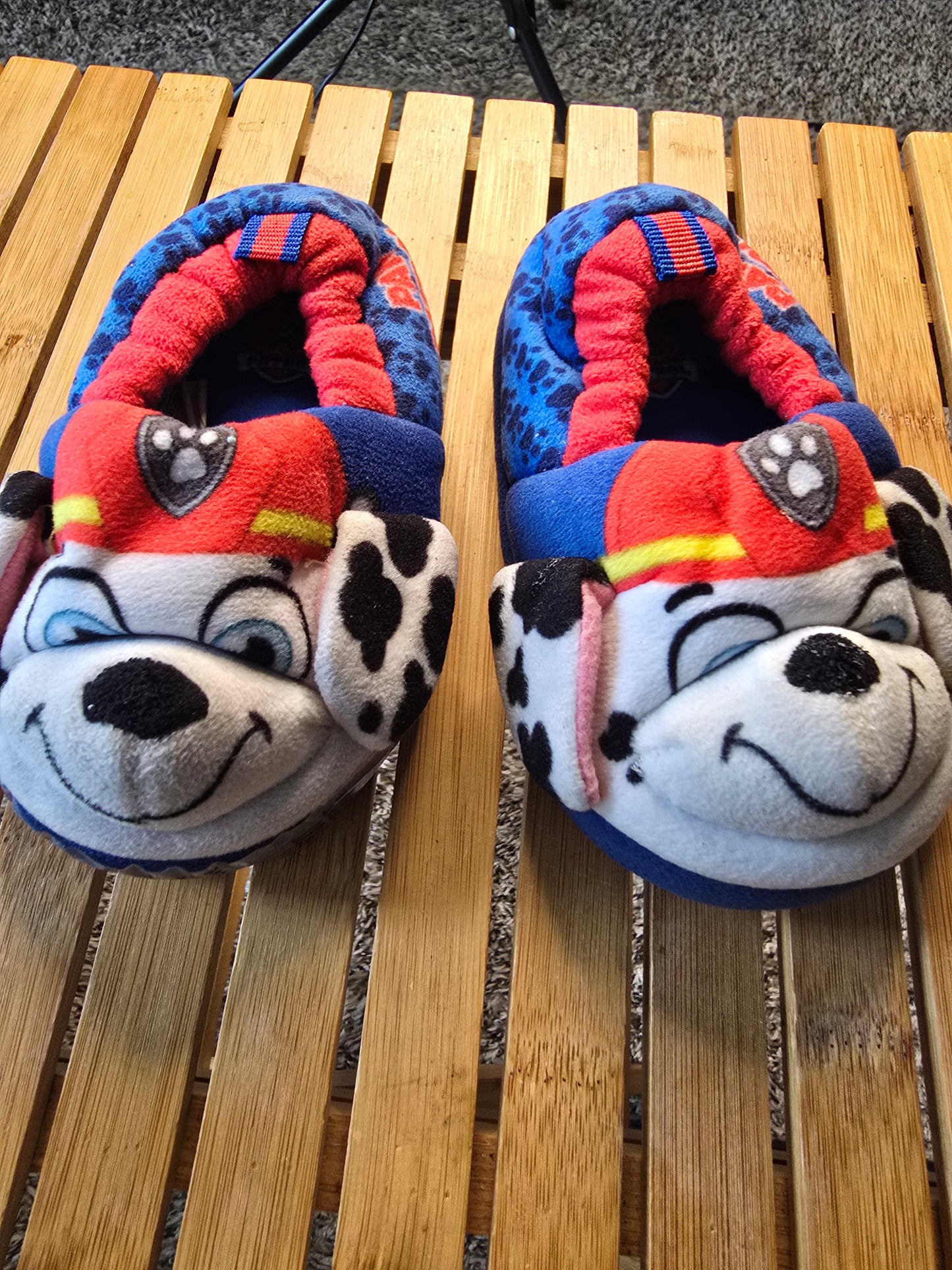 PAW Patrol Marshall Kids Plush Slippers – Red & Blue Dalmatian Firefighter