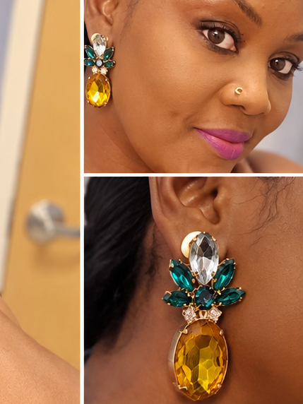 Pineapple Rhinestone Statement Earrings